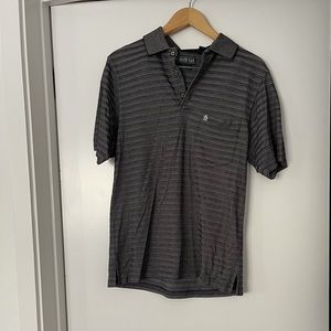 Gray striped polo shirt